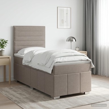 Boxspring krevet s madracem 100 x 200 cm, tkanina, sivosmeđi