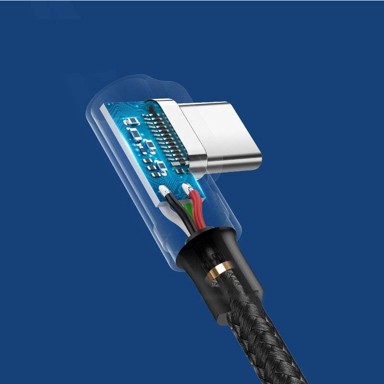 UGREEN USB-C na USB-A kabel, kutni 90°, pleteni, MFi, 3 A, 2 m, crni