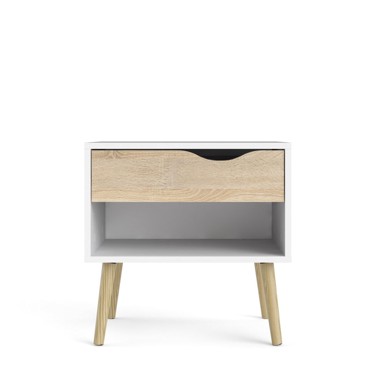 TVILUM Bijeli/u prirodnoj boji noćni ormarić Oslo