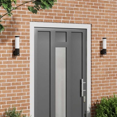 Vanjske zidne svjetiljke sa senzorom 2 kom nehrđajući čelik IP44, crna 