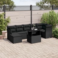 8-dijelni set vrtnih sofa od poliratana s jastucima crni