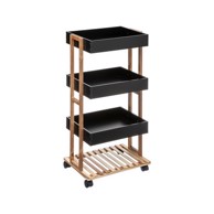 FIVE Kolica za odlaganje 4 police Natureo 40.2x30x87.8cm bambus/mdf crna