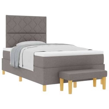 Krevet na podlozi s madracem i klupom 120x190 cm, tkanina, taupe