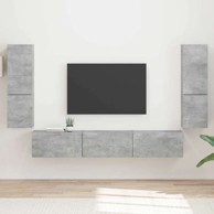 Set zidnih TV komoda 4 kom, konstruirano drvo, betonski sivi