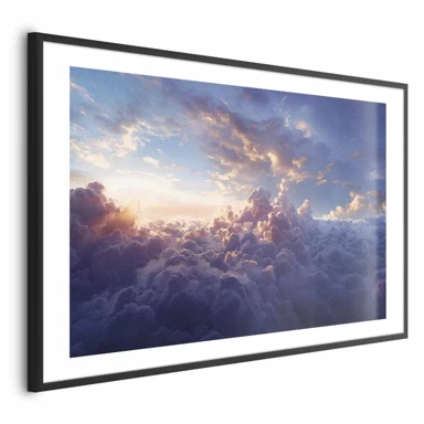Plakat Skriveno sunce, zlatno lice neba nad oblačnim morem, 90x60 cm