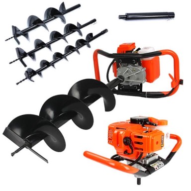 MAR-POL Motorna bušilica, dvoručna, 5,2 KS, 3 bušilice (100/150/200 mm)