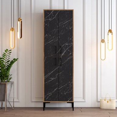 Ormar za cipele, Berlin A - Walnut, crn Marble
