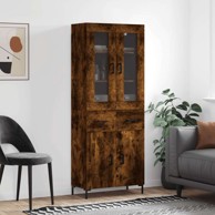 Visoka komoda dimljeni hrast 69 5x34x180 cm konstruiranog drva , vrata 2 ladice