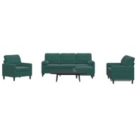 Set sofa, 4-dijelni, baršunasti s jastucima, tamnozeleni