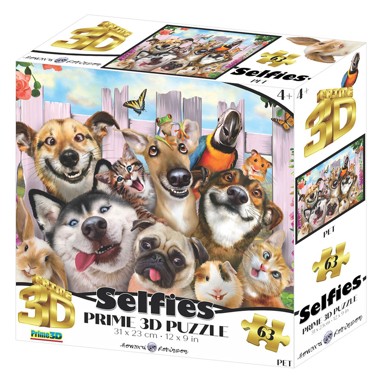 HOWARD ROBINSON Puzzle 3D Selfie kućni ljubimci, 63 kom, 31x23 cm