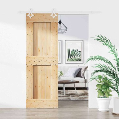 Klizna vrata, prirodna i bijela, 70 x 210 cm, čvrsta borovina