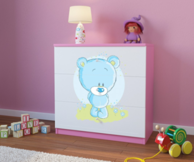 Dječja komoda Plavi medvjed, roza, 80×80×41 cm