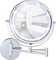 WENKO Power-loc LED zidno ogledalo lumi, kozmetičko ogledalo s 5x povećanjem, montaža bez bušenja