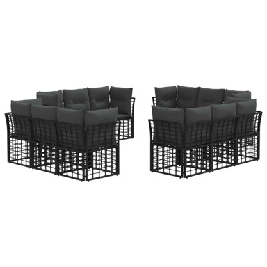 Set vanjskih sofa bez stola, poliester, crna