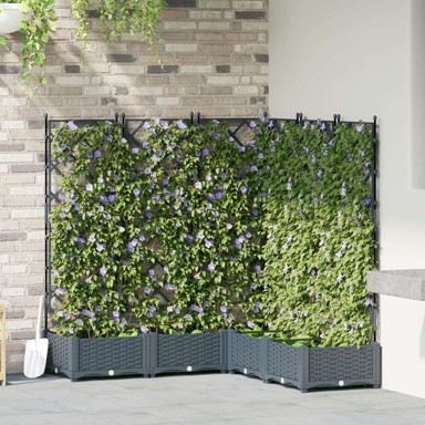 Vrtna sadilica s Trellisom 5 kom 120x120x125.5 cm, svjetlosiva