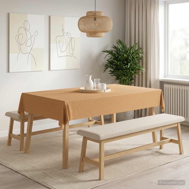 Tkanina za stol 5 kom pravokutna 140 x 260 cm, bež