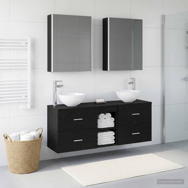 Set kupaonskih ormarića, 5 kom, 53 x 15,5 x 70 cm, crni hrast