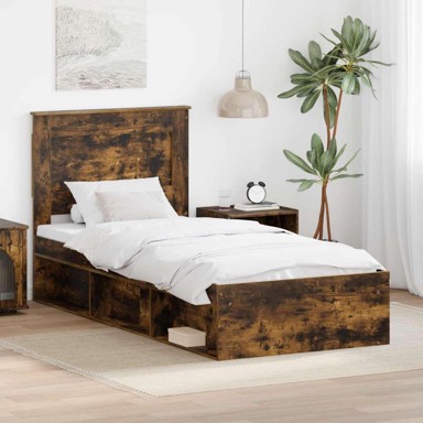 Okvir za krevet s uzglavljem 100 x 200 cm, dimljeni hrast