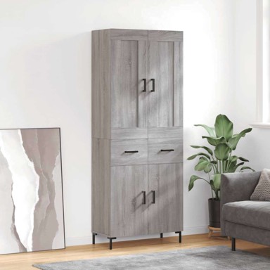 Visoka komoda siva sonome 69 5x34x180 cm od konstruiranog drva , vrata 2 ladice