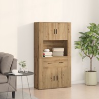 Visoka komoda od umjetnog hrasta 80x33x150 cm Inženjersko drvo