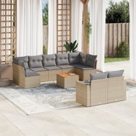 10-dijelni set vrtnih sofa s jastucima bež od poliratana