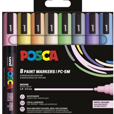 UNI Marker set Posca PC-5M pastelne boje 