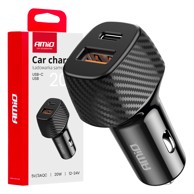 AMIO Auto punjač QC+PD 20W USB-A + USB-C