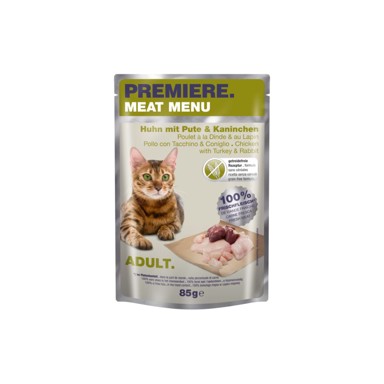 PREMIERE Hrana za mačke Meat Menu Adult, puretina i zec, 85 g