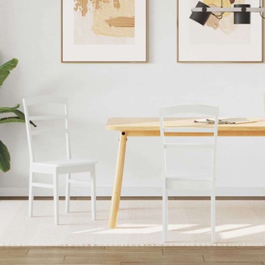 Stolac za blagovanje 2 kom, čvrsto drvo gume, bijela