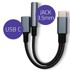 QOLTEC USB-C 2-u-1 adapter, USB-C + 3,5 mm jack, PD 15 W, 10 cm