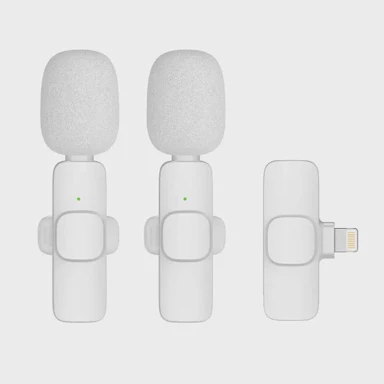 Mikrofon lavalier bežični Type-C s dodatnom zaštitom od vjetra (2 kom), K1 bijeli