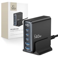 TECH-PROTECT Zidni punjač PD140W QC3.0 GaN 3x USB + 2x Type C super brzi
