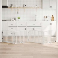 Vrata za pse s vratašcima 4 panela sklopiva 320 cm drvo topole 80 x 60 x 2 cm, bijela