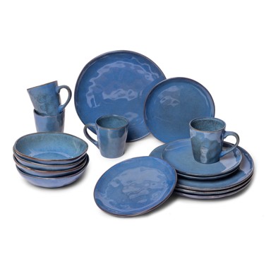 BONAMI SELECTION Tamno plavi blagovaonski set posuđa od kamenine 16 kom Glosia