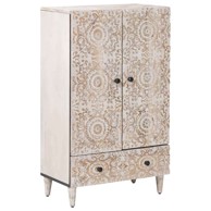 Komoda visoka, čvrsto drvo manga, 60 x 33,5 x 100 cm, bijela