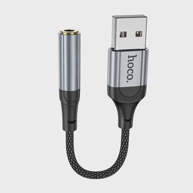 HOCO AUX adapter, USB kabel A muški na utičnicu 3,5 mm ženski, LS36, 0,12 m, crni