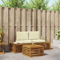 Set vanjskih sofa s jastucima, prirodna i krem, 3 kom