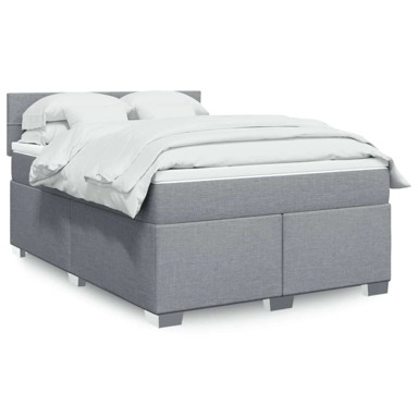 Box Spring krevet s madracem, svjetlosivi, 140x200 cm, blok s kvadratima