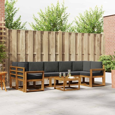 Set vanjskih sofa s jastukom, 8 kom, prirodna i antracit