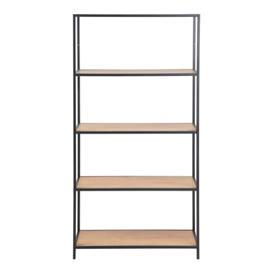 ACTONA Crna/u prirodnoj boji biblioteka u dekoru hrasta 77x150 cm Seaford 