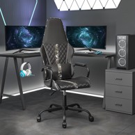Masažna gaming stolica maskirna i crna od umjetne kože