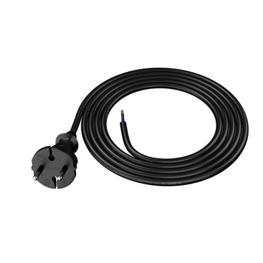 Spojni kabel 2 m s ravnim utikačem 2X1,5 mm² crni gumeni kabel