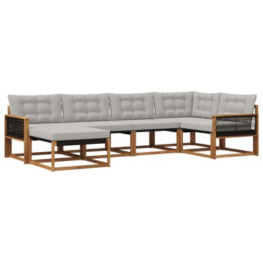 Set vanjskih sofa s jastukom 6 kom, prirodna i svjetlosiva