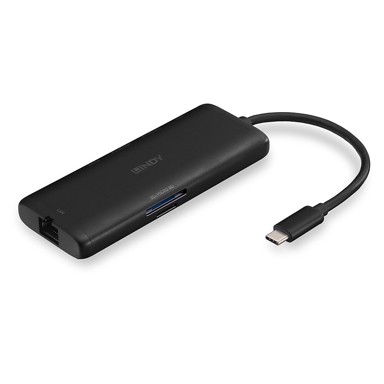 LINDY Docking stanica 43358, USB-C, HDMI, 2x USB-A, RJ-45, siva
