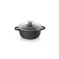 ORION Lonac s neprijanjajućom površinom Pfluon Granit sa staklenim poklopcem Grande, ⌀ 20 cm