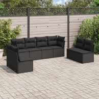 8-dijelni set vrtnih sofa od poliratana s jastucima crni