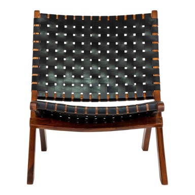 HOUSE NORDIC Crna kožna fotelja Perugia, 66x74,5x73 cm