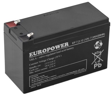 EUROPOWER Akumulator EP AGM 12V, 7.2Ah
