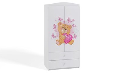 Dječji ormar Medvjed s leptirima, bijeli, 181×90×52 cm