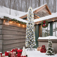 Božićno drvce umjetno usko s 300 LED, set kuglica, pahulje zelena 240 cm